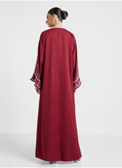 Khizana Abaya Embroidered Sleeves & Sheila  - Image 2
