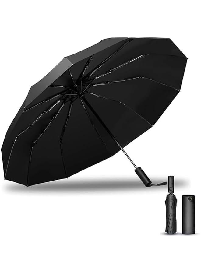 HOOKOR Travel Folding Umbrella UV Protection, Double Layer Automatic Open Umbrella, Premium Travel Umbrellas for Rain Strong Fiberglass Frame, Durable &Compact with 12 Ribs golf Umbrella - Image 1