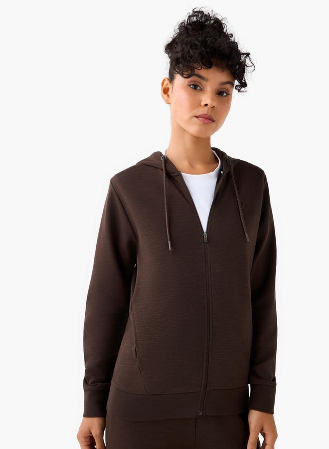 Kappa Women Logo Detail Zip Through Hoodie with Long Sleeves - Image 1