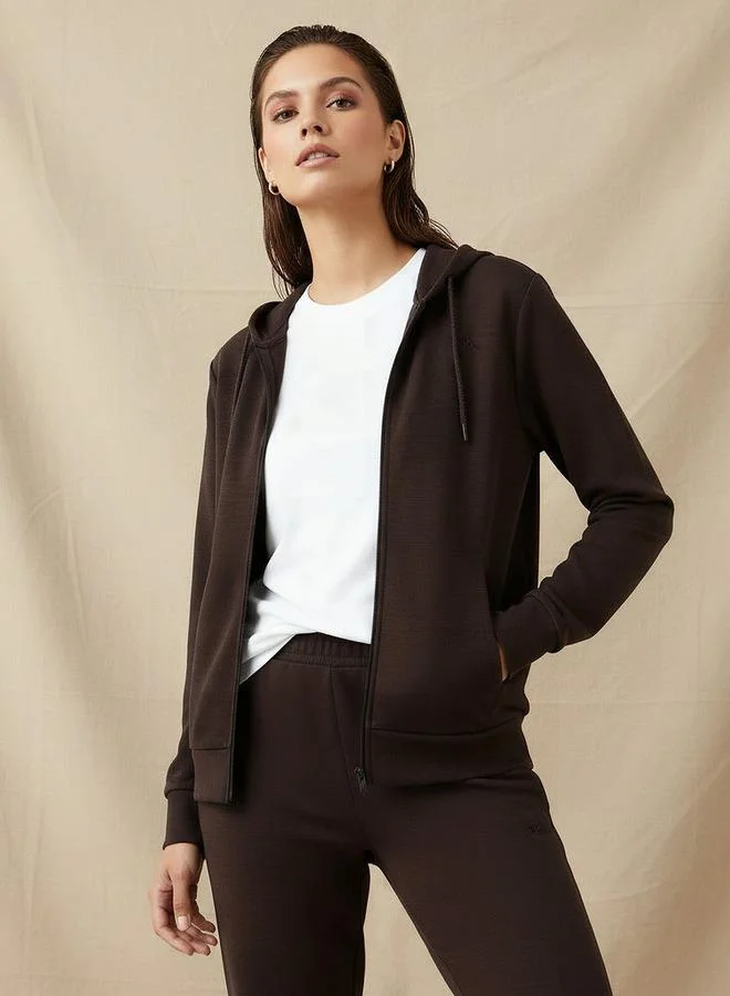 كابا Kappa Women Logo Detail Zip Through Hoodie with Long Sleeves