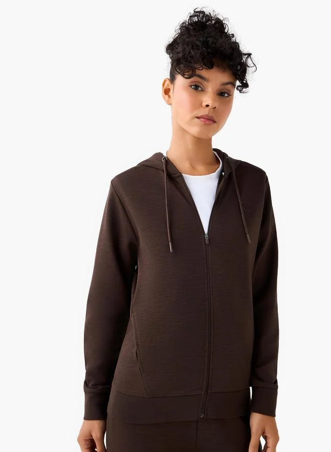 Kappa BROWN Kappa Women Logo Detail Zip Through Hoodie with Long Sleeves for Women | Best Price UAE