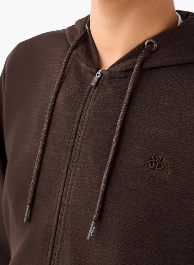 Kappa BROWN Kappa Women Logo Detail Zip Through Hoodie with Long Sleeves for Women | Best Price UAE