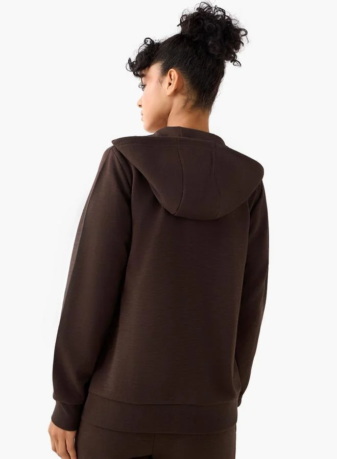 Kappa BROWN Kappa Women Logo Detail Zip Through Hoodie with Long Sleeves for Women | Best Price UAE