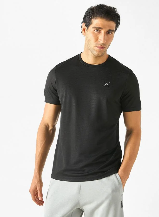 ADOT by Splash Textured Crew Neck T-shirt with Short Sleeves