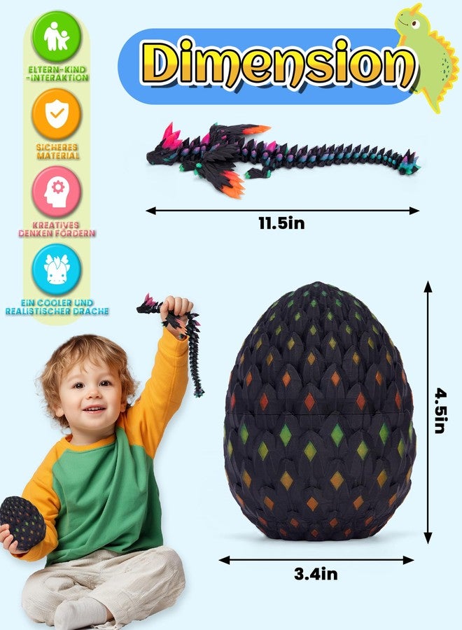 YILCER 3D Printed Dragon Eggs with Wings Glow in The Dark Cool 3D Printer Articulated Animals Fidget Toy for Teen Crystal 3D Print Dinosaur Toys for Boys Girls (Rainbow(Glow in The Dark)) - Image 2