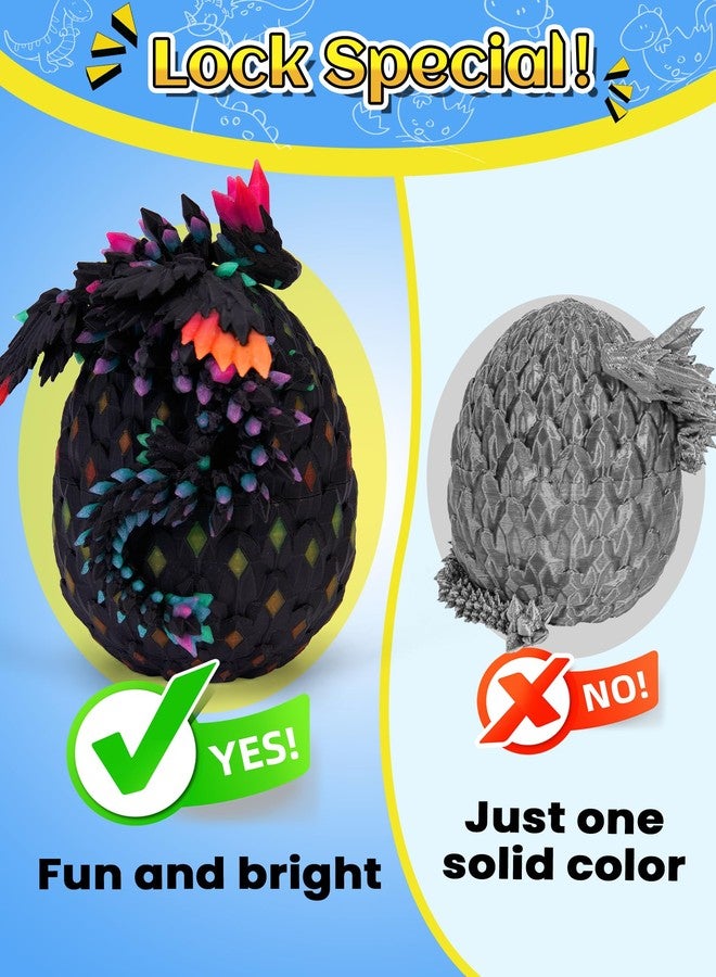 YILCER 3D Printed Dragon Eggs with Wings Glow in The Dark Cool 3D Printer Articulated Animals Fidget Toy for Teen Crystal 3D Print Dinosaur Toys for Boys Girls (Rainbow(Glow in The Dark)) - Image 5