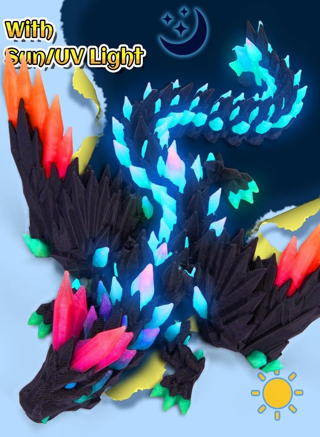 YILCER 3D Printed Dragon Eggs with Wings Glow in The Dark Cool 3D Printer Articulated Animals Fidget Toy for Teen Crystal 3D Print Dinosaur Toys for Boys Girls (Rainbow(Glow in The Dark)) - Image 4