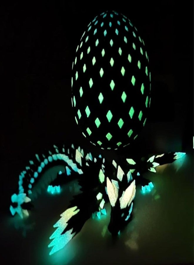YILCER 3D Printed Dragon Eggs with Wings Glow in The Dark Cool 3D Printer Articulated Animals Fidget Toy for Teen Crystal 3D Print Dinosaur Toys for Boys Girls (Rainbow(Glow in The Dark)) - Image 3