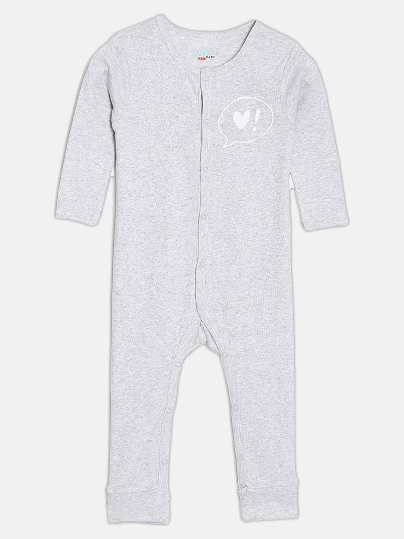 برون طقم بيجامات قطن عضوي مطبوع للبنات من برون، رمادي فاتح وأسود، قطعتين - Image 3