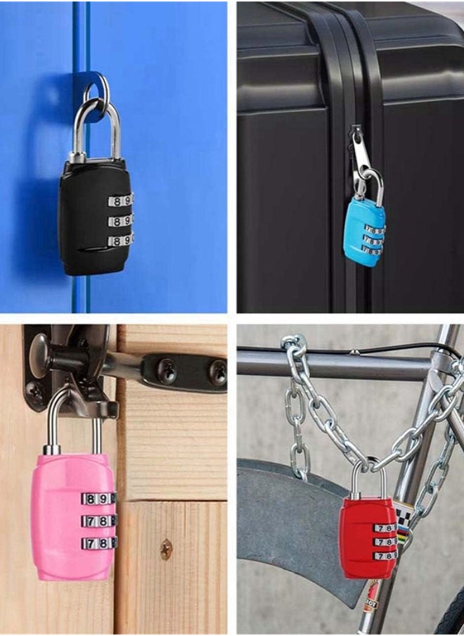 6 Pcs Luggage Combination Locks, 3 Digit Combinations Padlock Safe Cipher Lock Mini Combination Lock Resettable Number Lock for Lockers Suitcases Luggage Briefcases Computer Bags