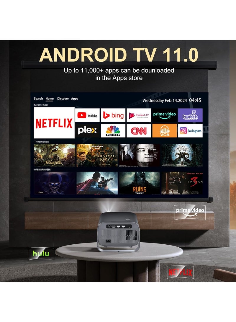 AROAQ A10 LED Projector ( Android 11.0/Electric focus) with WiFi 6 and Auto keystone,12000lumens Movie Projector,Full HD 1080P Supported 360° Angle adjustment Video Projector,home theater  - Image 3