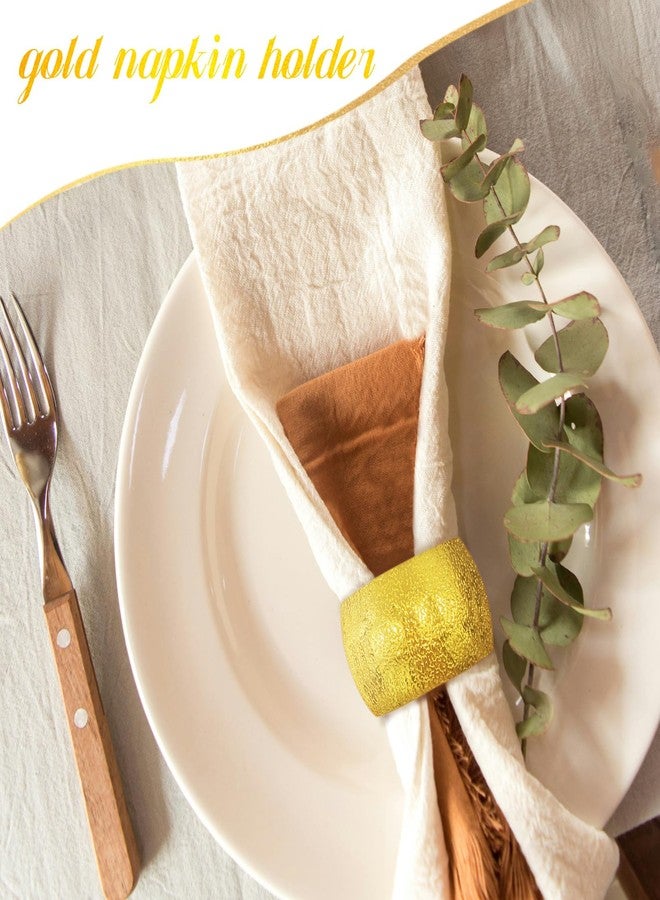 YOLCAR 12 قطعة من حلقات المناديل الذهبية، حلقات مناديل للمناسبات، مثالية لتناول الطعام، ولتزيين طاولات العشاء الرومانسية على ضوء الشموع وحفلات الزفاف. - Image 3