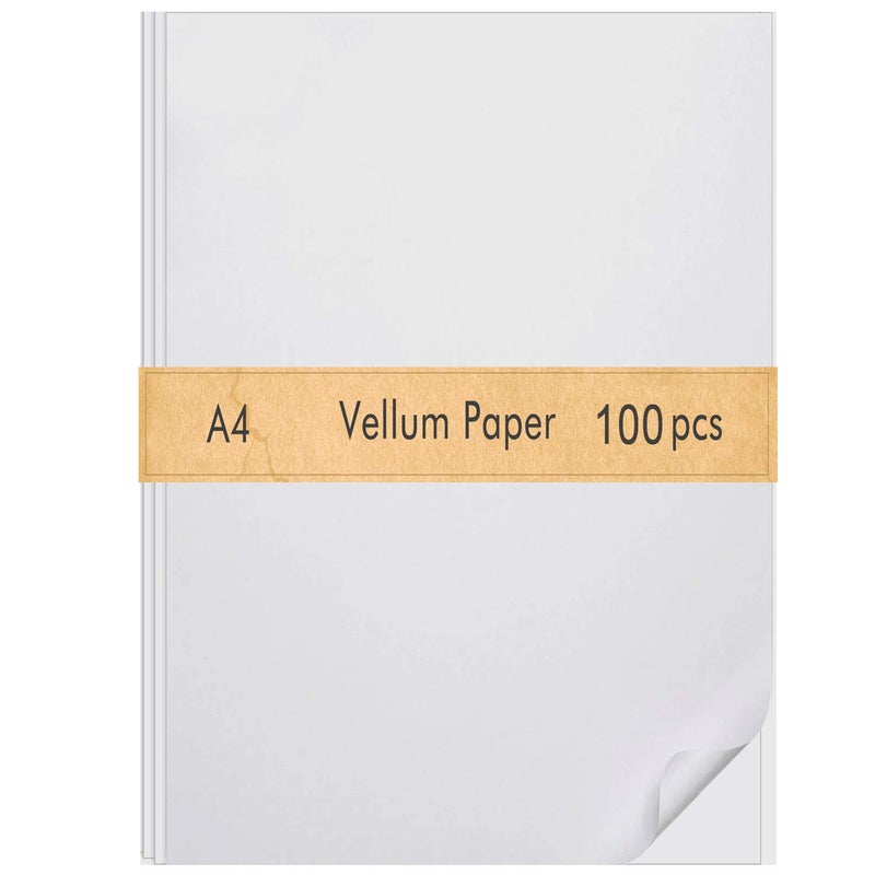 FEPITO 100 Sheets Vellum Paper 85 x 11 Inches Translucent Tracing Paper Clear Paper for Sketching Tracing Drawing Animation