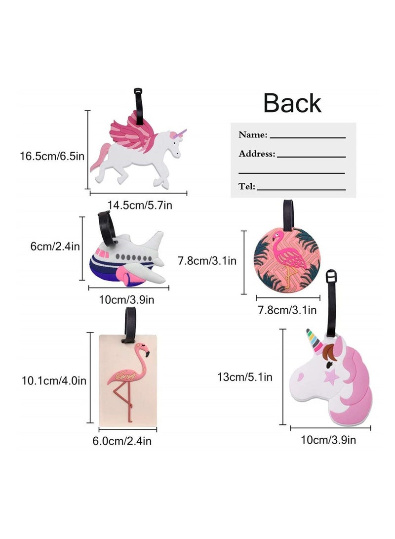 واي آند دي Unicorn Luggage Tag Flamingo and Airplane Kids Labels for Suitcases, Cute PVC Travel ID Tags with Adjustable Strap - Image 4