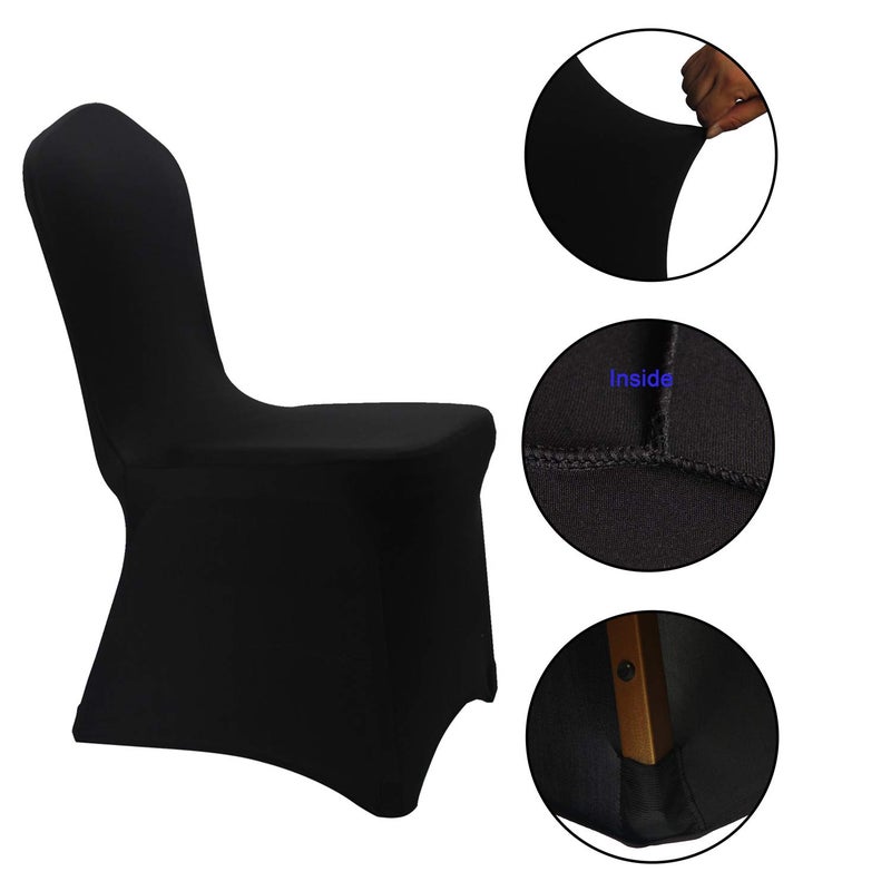 Welmatch WELMATCH Black Stretch Spandex Chair Covers Wedding Universal - 10 Pcs Banquet Wedding Party Dining Decoration Scuba Elastic Chair Cover (Black  10)  - Image 3