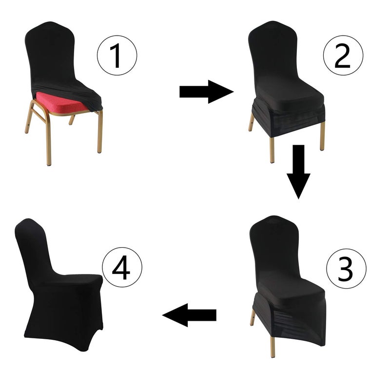 Welmatch WELMATCH Black Stretch Spandex Chair Covers Wedding Universal - 10 Pcs Banquet Wedding Party Dining Decoration Scuba Elastic Chair Cover (Black  10)  - Image 5