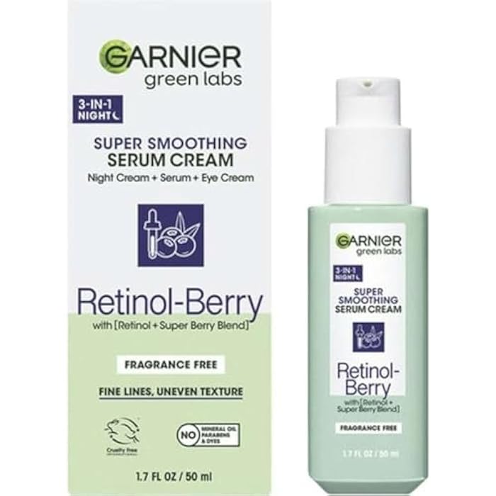 GarnierGreen Labs 3-in-1 SUPER SMOOTHING SERUM Cream, Retinol Berry 1.7 fl oz - Image 1