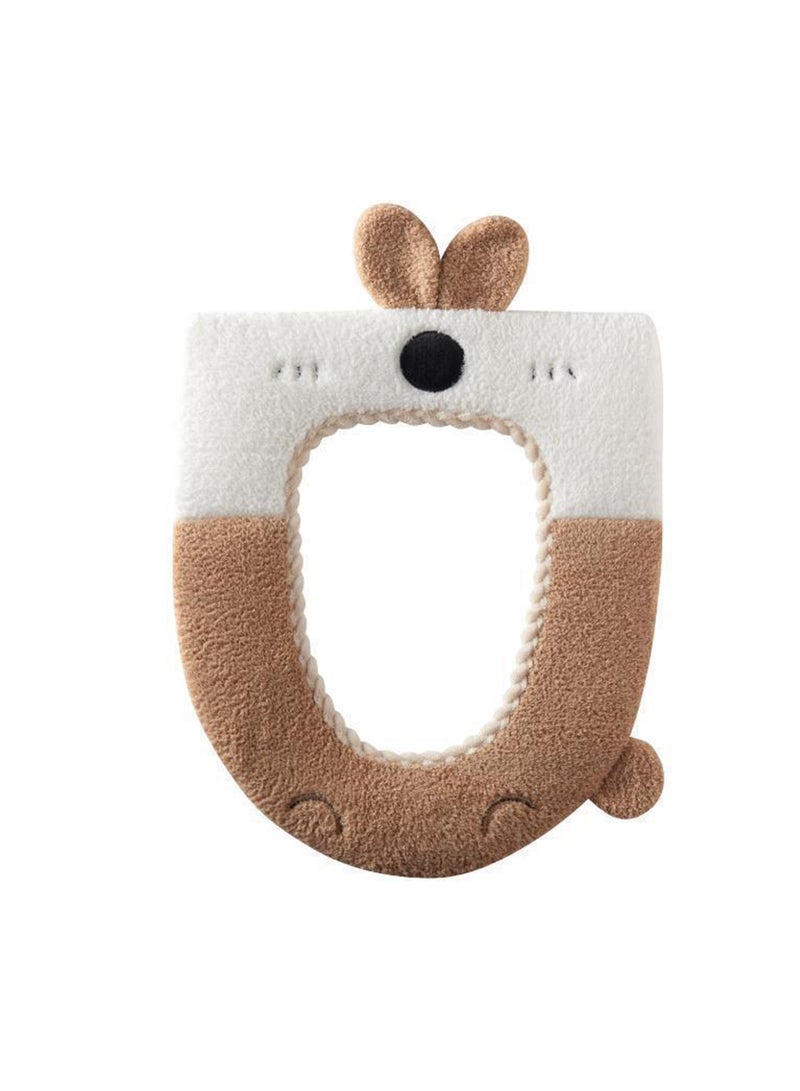 SYOSI Toilet Seat Cover, Rabbit Pattern Soft Warm Toilet Seat Cover Cushion, Easy to Install, for U/O/V Shaped Seats - High-Pressure Relief, Machine Washable, Universal Fit for Standard Toilets - Khaki - Image 1