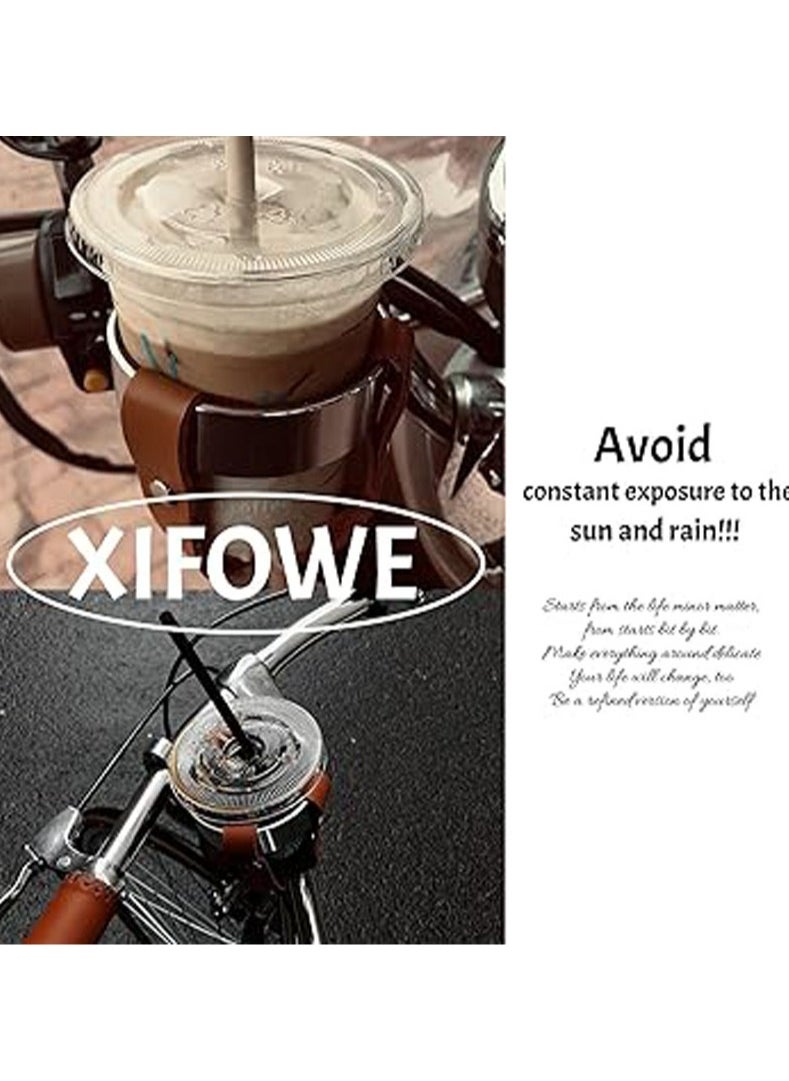 General - Vintage Leather Bike Beverage Holder Cruiser Bike Coffee Cup Holder, Water Bottle Cup Holder with Metal Clamp for Beach Cruiser Motorcycle Bike Boat Stroller Walker Wheelchair Scooter Golf Cart - Image 1