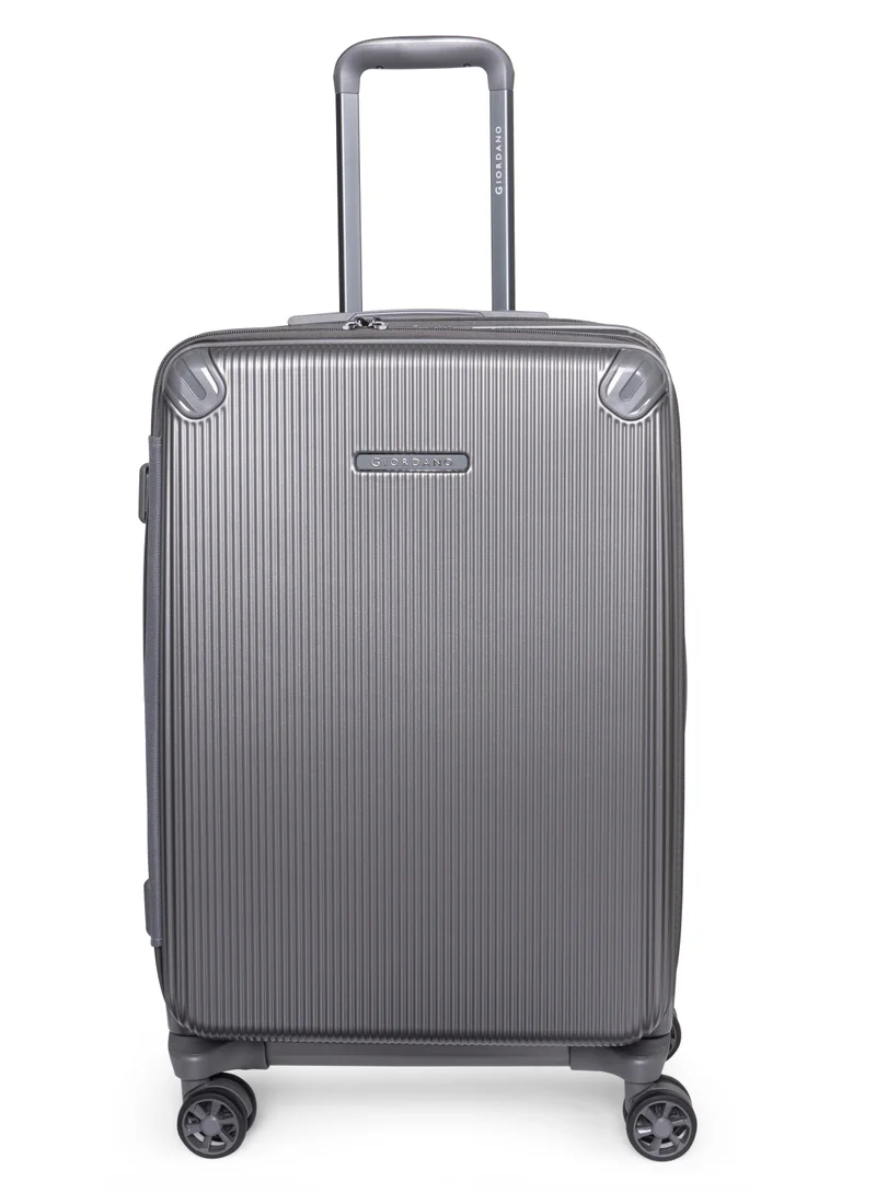 GIORDANO Giordano TitanX 24-Inch Check-In Luggage – Medium Hard Shell Trolley Suitcase with Extra Secure Lock, Expandable Luggage Design, 360° Double Spinner Wheels, Lightweight Unbreakable Travel Bag – Dark Grey