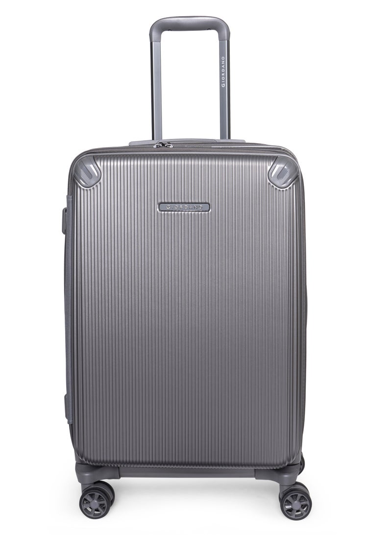 GIORDANO Giordano TitanX 24-Inch Check-In Luggage – Medium Hard Shell Trolley Suitcase with Extra Secure Lock, Expandable Luggage Design, 360° Double Spinner Wheels, Lightweight Unbreakable Travel Bag – Dark Grey - Image 1