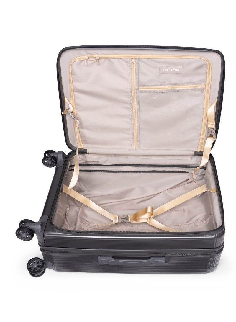 GIORDANO Giordano TitanX 24-Inch Check-In Luggage – Medium Hard Shell Trolley Suitcase with Extra Secure Lock, Expandable Luggage Design, 360° Double Spinner Wheels, Lightweight Unbreakable Travel Bag – Dark Grey - Image 3