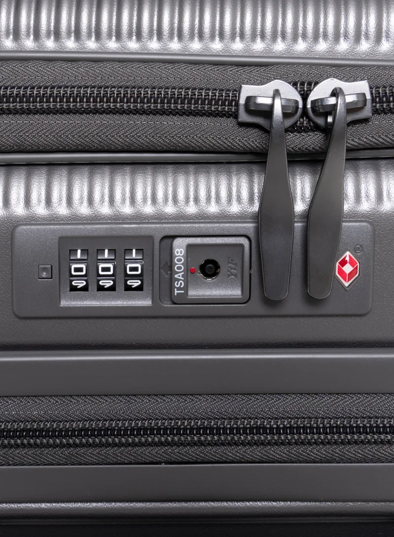 GIORDANO Giordano TitanX 24-Inch Check-In Luggage – Medium Hard Shell Trolley Suitcase with Extra Secure Lock, Expandable Luggage Design, 360° Double Spinner Wheels, Lightweight Unbreakable Travel Bag – Dark Grey