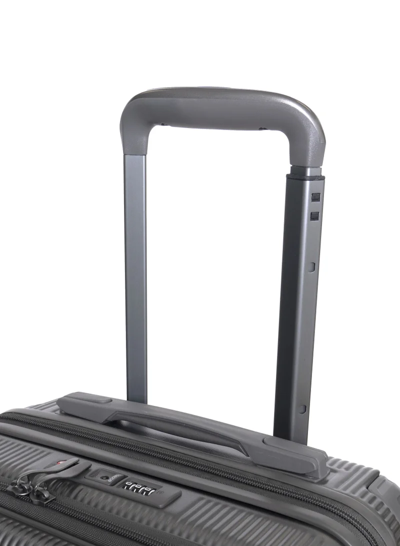 GIORDANO Giordano TitanX 24-Inch Check-In Luggage – Medium Hard Shell Trolley Suitcase with Extra Secure Lock, Expandable Luggage Design, 360° Double Spinner Wheels, Lightweight Unbreakable Travel Bag – Dark Grey