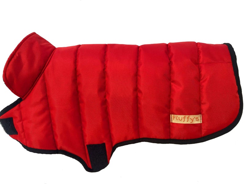 Fluffy's Luxurious Reflective Dog Cold Weather Coat Style Plaid Reversible Waterproof Windproof Pet Winter Warm Vest, Cozy Cotton Lined Stand-up Collar Outdoor Jacket (Back Length (30 inch), Red) - Image 1