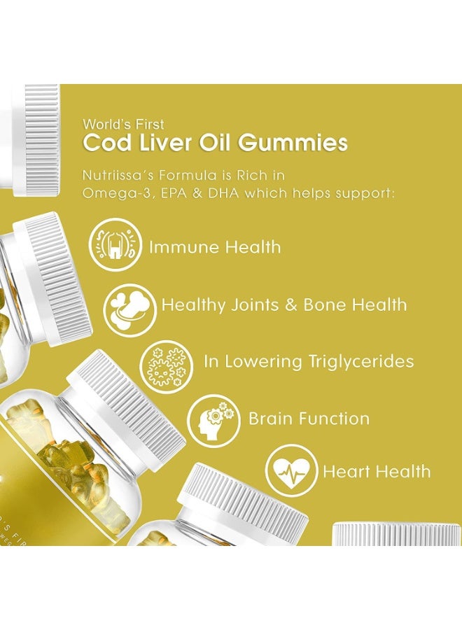 LINE ONE Cod Liver Oil Gummies 1200mg, Omega Rich Formula with Vitamin A & D, Daily Wellness Support, Easy-to-Chew Soft Gummies, 60 Count - Image 5