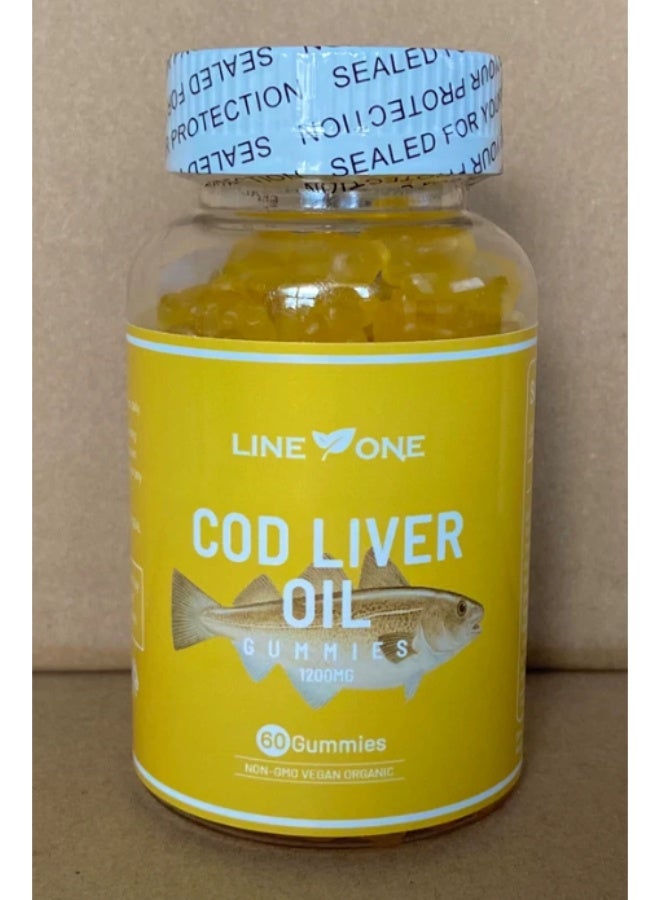 LINE ONE Cod Liver Oil Gummies 1200mg, Omega Rich Formula with Vitamin A & D, Daily Wellness Support, Easy-to-Chew Soft Gummies, 60 Count - Image 1