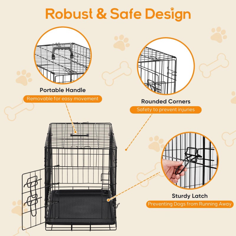 Aidoly Dog Crate - 30 Inch Single Door Portable Puppy Dog Cage, Metal Wire Pet Kennel with Secure Lock, Leak-Proof Pan Tray, Foldable Design for Dogs Pets Indoor Training and Outdoor Trave - Image 3