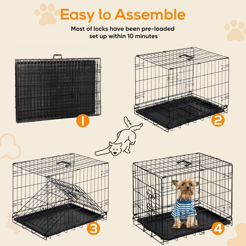Aidoly Dog Crate - 30 Inch Single Door Portable Puppy Dog Cage, Metal Wire Pet Kennel with Secure Lock, Leak-Proof Pan Tray, Foldable Design for Dogs Pets Indoor Training and Outdoor Trave - Image 5
