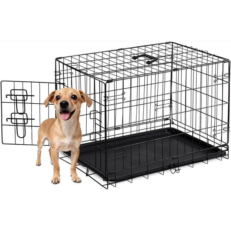 Aidoly Dog Crate - 30 Inch Single Door Portable Puppy Dog Cage, Metal Wire Pet Kennel with Secure Lock, Leak-Proof Pan Tray, Foldable Design for Dogs Pets Indoor Training and Outdoor Trave - Image 1