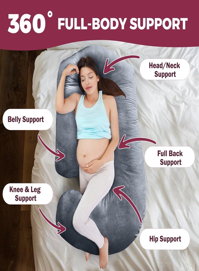 PILLANI Pregnancy Pillows for Sleeping - V C U Shaped 57inch Full Body Pillow with Removable Washable Cover, Cooling Maternity Pillow for Pregnant Women, Support for Back Belly Legs Hip - Image 3