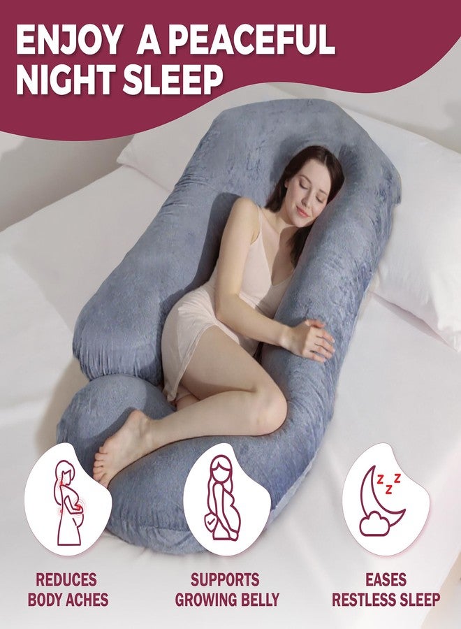 PILLANI Pregnancy Pillows for Sleeping - V C U Shaped 57inch Full Body Pillow with Removable Washable Cover, Cooling Maternity Pillow for Pregnant Women, Support for Back Belly Legs Hip - Image 2