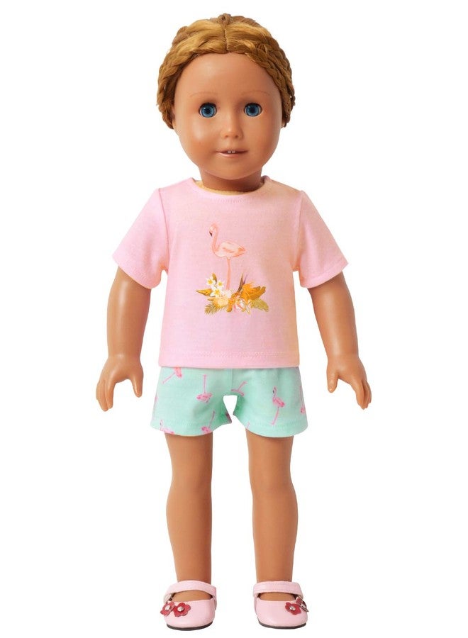 QPANCY Flamingo Pajama Sets Matching 18-inch Dolls & Girls 8 9 Pjs Night Shirts - Image 2