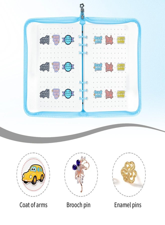 Qiuruoo 8-Page Pin Display Book, Portable Pin Trading Book, Badge Holder, Organizer Flipchart Album, Souvenir Badge Pouch for Traveling Collectors(Blue) - Image 5
