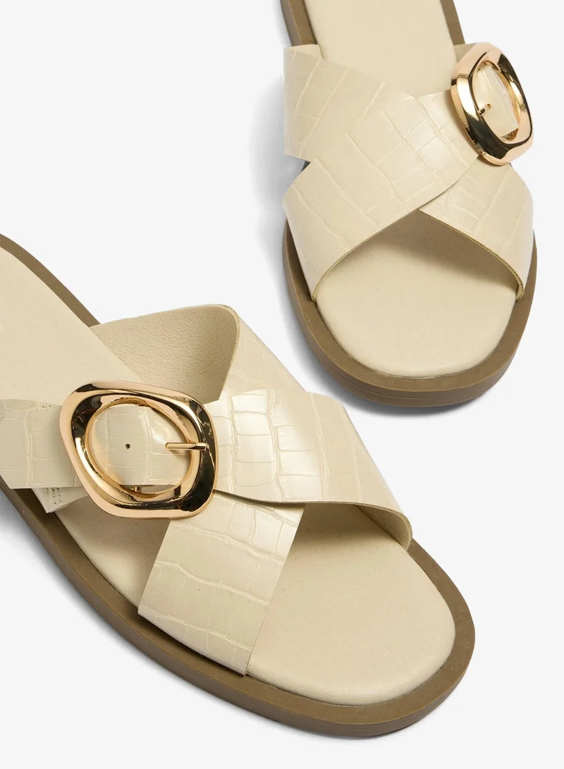 Matalan Stone Cross Strap Buckle Sandals