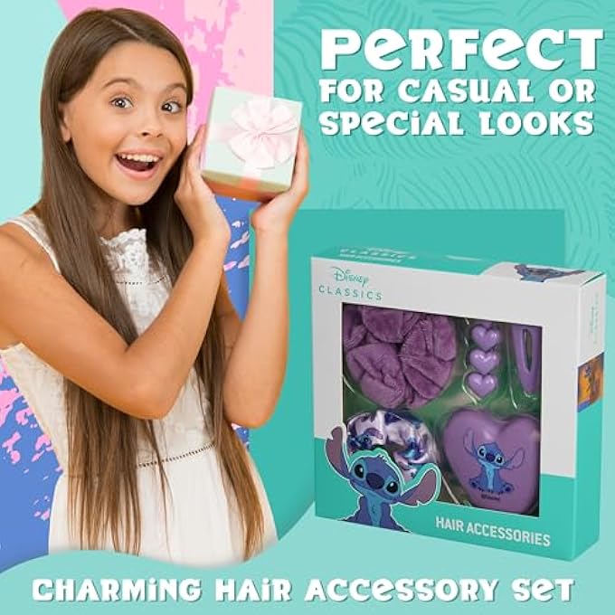 Disney STITCH HAIR CLIPS & HAIR ACCESSORIES FOR GIRLS TEENS WITH FOLDING BRUSH, DRESS UP BEAUTY SET STOCKING FILLERS STITCH GIFTS FOR GIRLS - Image 3