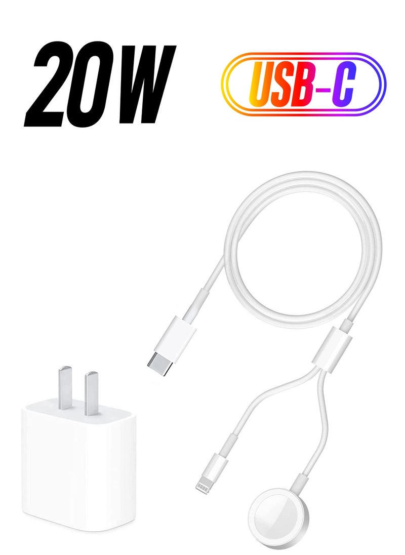ELTRAZONE USB C Charger for Apple Watch, 20W PD Fast Wall Charger Power Adapter with 2-in-1 iWatch Magnetic Charging Cable Compatible with Apple Watch Series 8/7/6/SE/5/4/3/2, iPhone 14/13/12/11/Pro/Max/Xs/XR/8  - Image 1