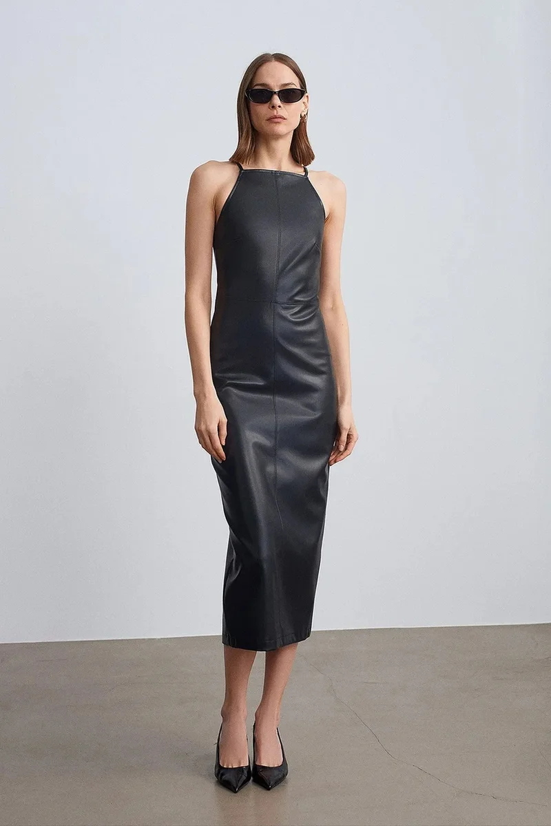 Dilvin DILVIN Halter Neck Midi Dress