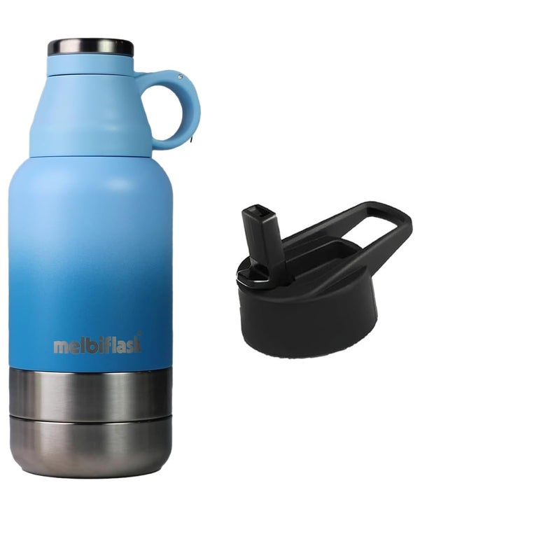 Melbify 3in1 Flask with Storage Bowls Sipper Lid Vacuum Flask Melbiflask Water BottleThermosteel Flask 1 Litre Hot Cold WaterCoffeeTeaMilk Best Flask for BabiesOfficeTravel