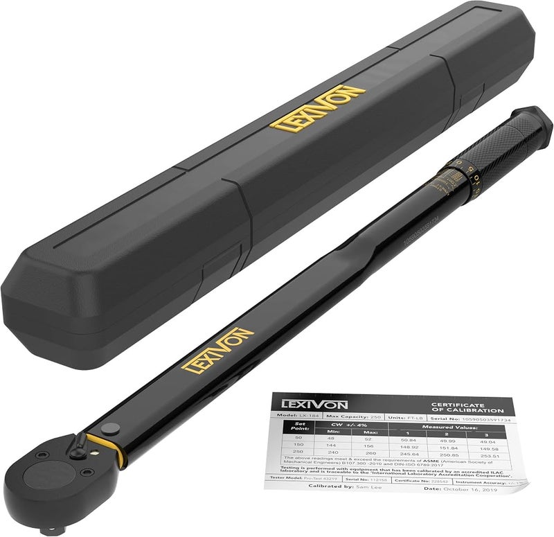 LEXIVON 1/2-Inch Drive Click Torque Wrench 25-250 Ft-Lb/33.9-338.9 Nm (LX-184), black - Image 1