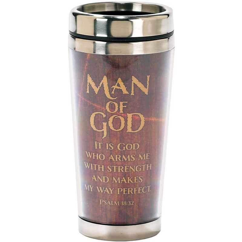 Dicksons Man of God Woodgrain Insulated 16 Oz Stainless Steel Travel Mug with Lid