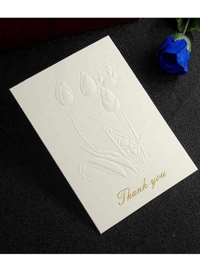 Thank You Card,Embossed Floral Note Cards with Envelopes envelopes 5.1 x 7.1in (13 x 18cm), Greeting Cards Blank Inside, All Occasion Cards, Stationery Notecards Cardstock Paper for Birthday Invitation Wedding Business - Image 3