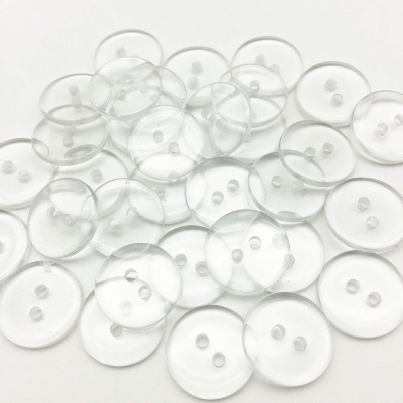 Shuiniba Clear Transparent Resin Buttons Round Sewing Shirt Button Embellishments Pack of 100 18mm 