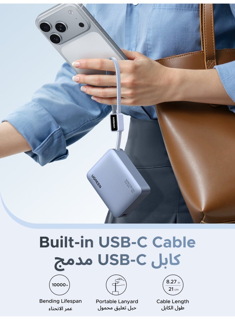 Ugreen 10000mAh 33W Mini Pocket size CCC Power Bank with Braided Built-in USB-C Cable | Supports PD3.0/QC3.0 | Small size Portable Fast Charger Compatible with iPhone 17-8 Series, Samsung S26, Huawei Mate60/P70, Xiaomi 14, iPad Pro/Air, AirPods Pro, Galaxy Buds Pro & More 10000 33W Mini Braided C cable - Image 5