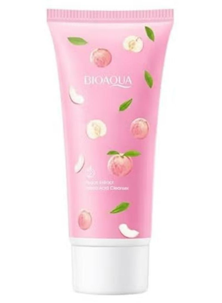 بيو أكوا رغوة منظفة بخلاصة الخوخ، غنية بالأحماض الأمينية، لتنظيف بشرة الوجه، 100 غرام