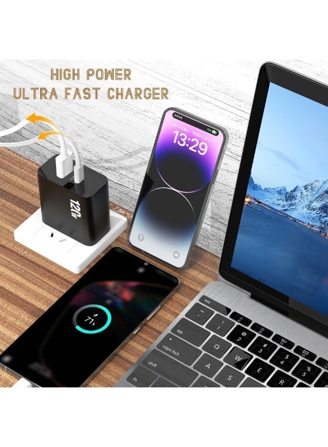 120W UK Super Fast Charging Adapter, Mobile Phone Charger, Travel Power Adapter, Black - Image 4